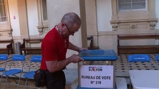 Polling stations set up in Lyon ahead of France vote [upl. by Karlee]