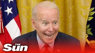 Joe Biden labelled ‘creepy’ as he whispers repeatedly during QampA [upl. by Comras]