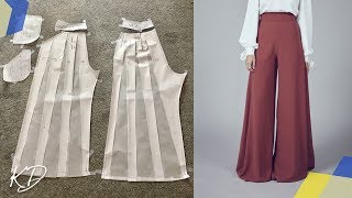 WIDE LEG PALAZZO PANTS PATTERN TUTORIAL  SLASH AND SPREAD METHOD [upl. by Dunton]