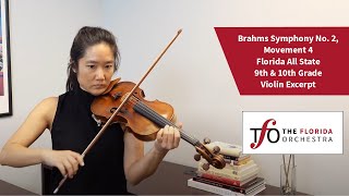 Brahms Symphony No 2 Movement 4 – Florida All State 9th amp 10th Grade Violin Excerpt [upl. by Yeneffit]