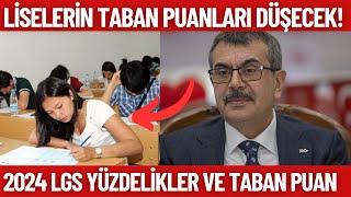 LGS yüzdekileri ve liselerin taban puanları DÜŞECEK Ne kadar düşecek LGS 2024 [upl. by Adnol719]