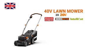 WORX WG737E 40V 37cm Cordless Brushless Lawn Mower EN [upl. by Alfi21]