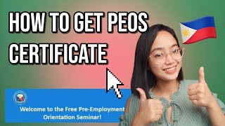 How To Get PEOS Certificate 2024  PEOS ERegistration  Preemployment Orientation Seminar 2024 [upl. by Yroffej13]