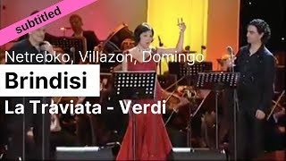 Opera Lyrics  Anna Netrebko Rolando Villazon Placido Domingo ♪ Brindisi  Libiamo La Traviata [upl. by Korney369]