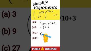 Simplify Exponents 🌷 maths shorts [upl. by Gerard]