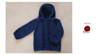 Babypullover mit Kapuze stricken Schritt für Schritt andere Größen siehe Infobox [upl. by Constantia218]