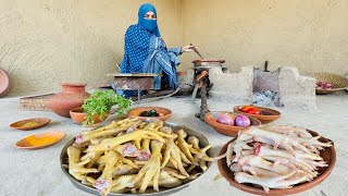 hen legs cooking chicken ke panje chicken leg recipe chicken feet recipe village women making how to [upl. by Buchalter]