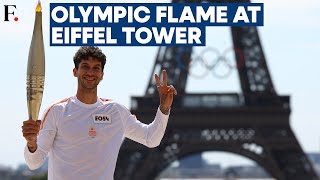 Paris Olympics 2024  Olympic Torch Arrives at Place De La République Nikola Karabatic Holds It [upl. by Josiah]