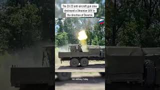 ZU23 antiaircraft gun destroys Ukrainian UAV shorts drone [upl. by Aretta551]