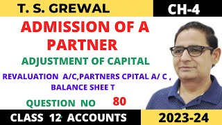 ADMISSION OF A PARTNER TSGrewal Ch4 Que no80Revaluation ampPartner Capital ac amp Balance Sheet [upl. by Scrivings]