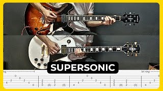 Supersonic  Oasis  Tabs  Guitar Lesson  Cover  Tutorial  Solo  All Guitar Parts [upl. by Naujled]