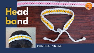 Simple amp Easy Crochet Headband for Beginners  Dotted Bead stitch Crochet Hair band Belt Bracelet [upl. by Cyprus69]