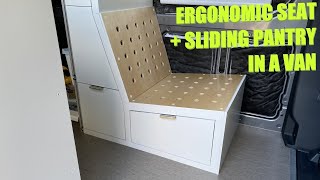 How I Built An Ergonomic 8020 Chair  Pantry Cabinet IN MY VAN [upl. by Aicitan]