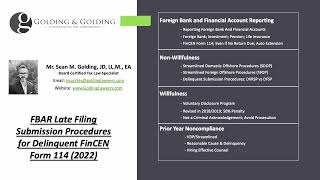 FBAR Late Filing Submission Procedures for Delinquent FinCEN Form 114 New 2022 [upl. by Shem]