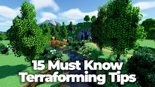 Minecraft 15 Must Know Terraforming and Landscaping Tips  Cliffs Rivers and Mountains [upl. by Cirone15]