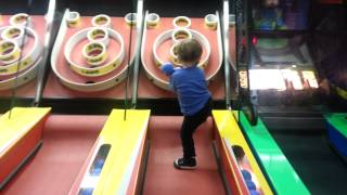 Brooks plays skee ball at chuckie cheese [upl. by Ahsiemaj270]