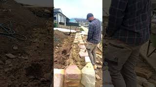 Completing a Sandstone Retaining Wall stonewalling canberra gardendesign [upl. by Ivy786]