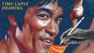 Bruce Lee quotBe Water My Friendquot TimeLapse Drawing Apple Pencil in Procreate on iPad Pro [upl. by Arimay]