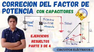 CORRECCION DEL FACTOR DE POTENCIA MONOFASICO💥 1 EJERCICIO RESUELTO Paso a PASO desde 0 😱 [upl. by Earley96]