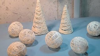 DIY String Ornaments balls and trees [upl. by Filide]