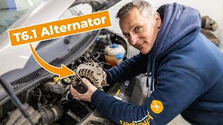 How to replace a VW T61 Alternator From UNDER the Van 🛠️ [upl. by Inanak21]