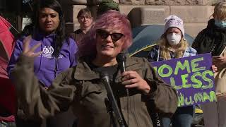 Advocates for Minneapolis homeless population speak outside city hall [upl. by Ahsuas119]