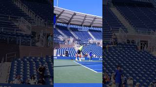 Felix Auger Aliassime serve practice on Grandstand with Stefanos Tsitsipas • US Open 2024 Day 2 [upl. by Noreg]