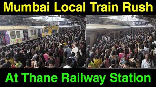 mumbai local train rush at thane railway station  mumbai local train rush  mumbai local train [upl. by Origra]