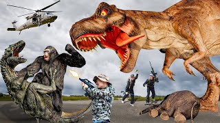 Best of Dinosaur Attack  King Kong VS Indominus Rex  Jurassic World Dominions In Real Life 2023 [upl. by Elleirda]