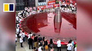 Hundreds of diners in China enjoy ‘world’s largest spicy hotpot’ [upl. by Adara]