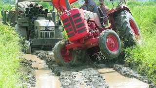 Eicher 485 Tractor Stuck in with Loaded Trolley Pulling New Holland 3630 and Mahindra 275 Di XP plus [upl. by Asserac]