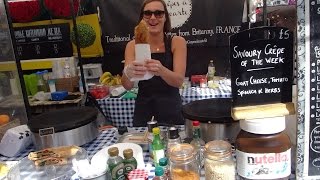 French Street Food Savoury  Sweet Pancakes at quotCrêpes à la cartequot in Camden Lock Market London [upl. by Taber]