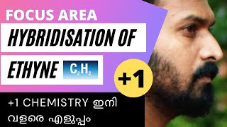 Hybridisation of Ethyne C2H2  Class 11  Other examples of sp3 sp2 and sp hybridisation malayalam [upl. by Maghutte]