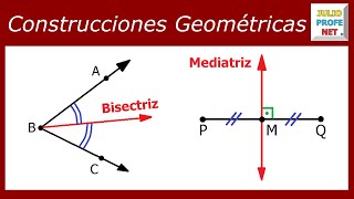 CONSTRUCCIÓN BISECTRIZ DE UN ÁNGULO Y MEDIATRIZ DE UN SEGMENTO [upl. by Monie]