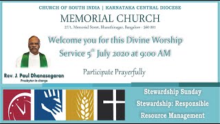 CSI Memorial Church  Bangalore 5th July Sunday Service [upl. by Yrac]