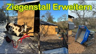 Selbstversorger Vlog Ziegenstall erweitern mit neuer Futterraufe und Dach Erweiterung Tauernschecken [upl. by Solracesoj451]