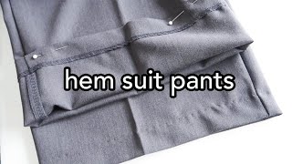 How to Take Up Suit Pants PROPERLY ✂️ Blind stitch tutorial for tailored hem no sewing machine [upl. by Sonni]