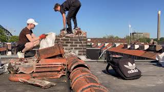 Schoorsteen slopen verwijderen in Utrecht [upl. by Ellinnet]