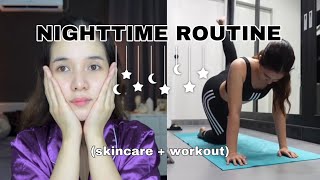 MY NIGHTTIME ROUTINE skincare  workout [upl. by Icyac]