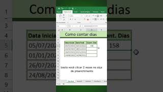 Como contar a Quantidade de Dias entre Datas no Excel de forma rápida e simples excel shorts [upl. by Marabelle]