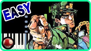 JoJo’s Bizarre Adventure Stardust Crusaders  Jotaro theme  EASY Piano Tutorial  承太郎テーマ曲【ピアノ簡単楽譜】 [upl. by Ahsyekat712]