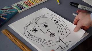 Art Lessons  Picasso Portrait  Draw Some Funky Cubism StepByStep [upl. by Yokoyama973]