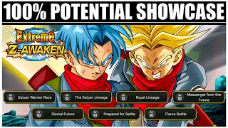 100 EZA TEQ Transforming SSJ Trunks Level 10 Link Skills Dokkan Battle [upl. by Eirrotal]