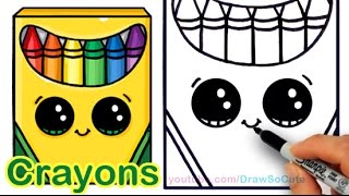 How to Draw a Crayon Box Cute and Easy step by step [upl. by Nylicaj]