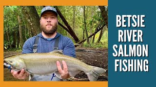 River Fishing For King Salmon  King Salmon Fishing Michigan Rivers Betsie River Homestead Dam 2021 [upl. by Arej187]