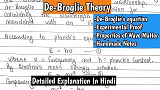 DeBroglies Theory  Wave Mechanical theory of matter  Inorganic Chemistry  ImpFor BScMSc [upl. by Aurora]