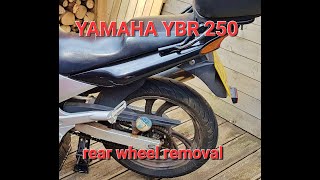 Yamaha YBR250 rear wheel removal ENG SUB No music [upl. by Albers748]