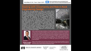 ARMA at VT 2021 Guest Lecture 3 Dealing with Uncertainty Risk in Rock Engineering Design [upl. by Ayekam]