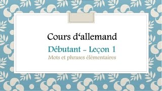 Cours dallemand  Débutant  Leçon 1  Mots et phrases élémentaires [upl. by Pelmas611]