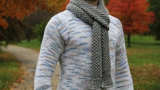 How to knit mens scarf  video tutorial with detailed instructions [upl. by Birdie]